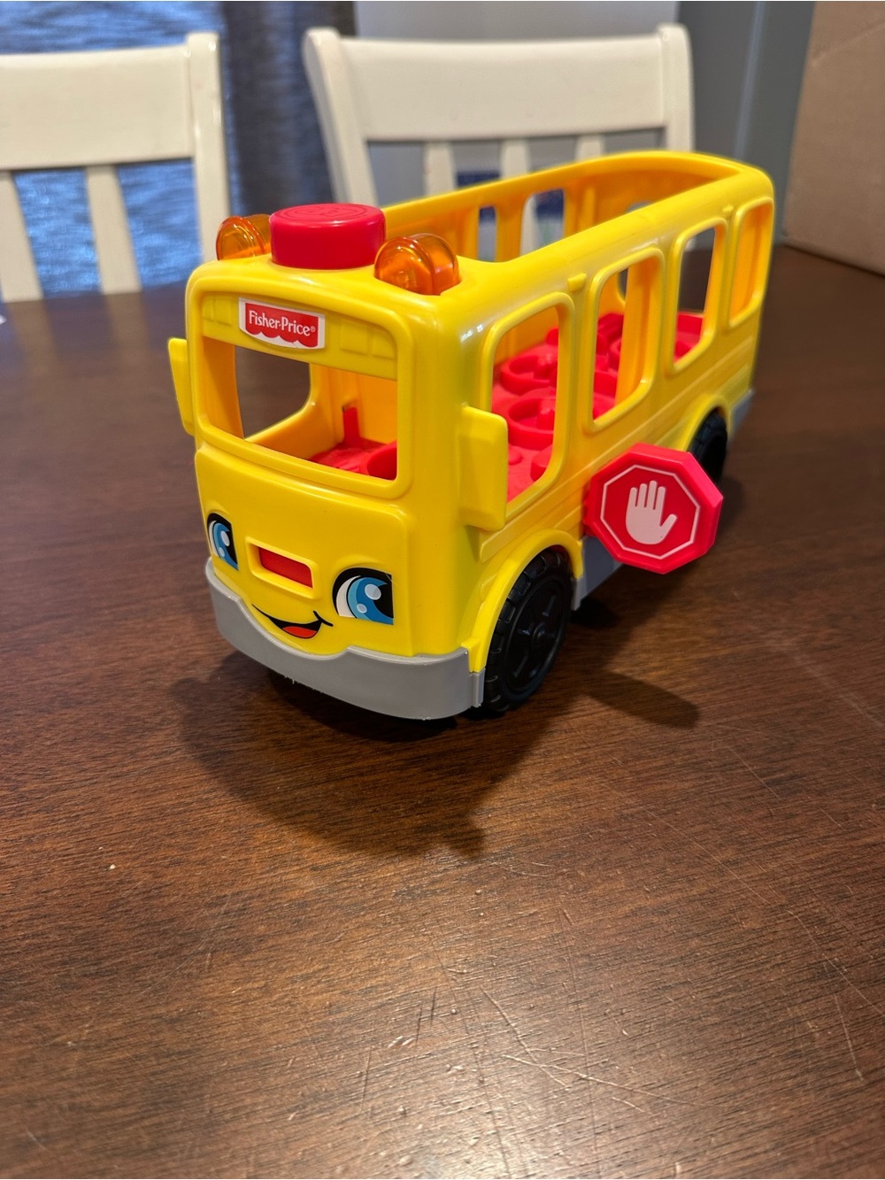 Fisher-Price Yellow and Red Smiling School Bus Toy